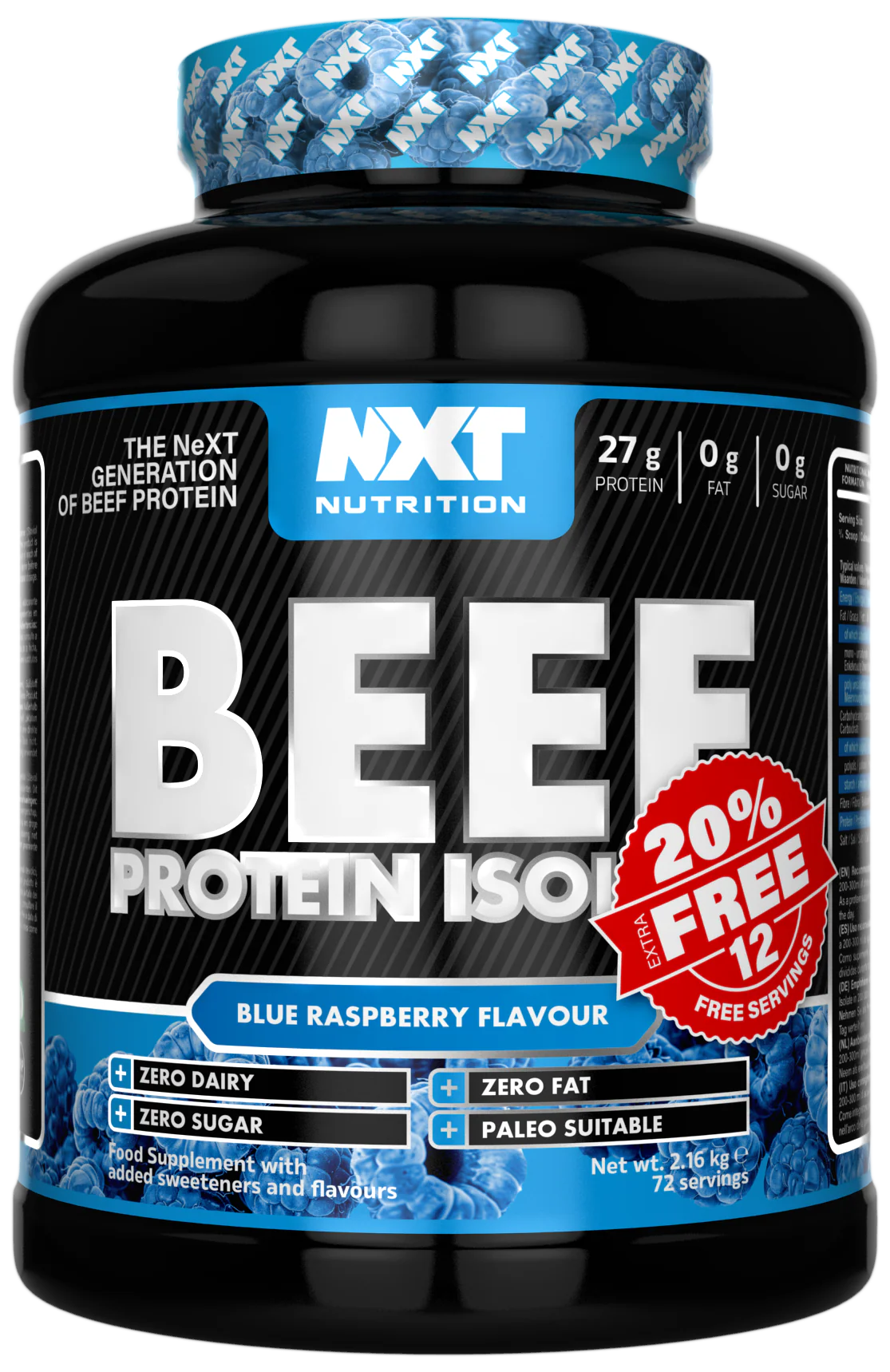 PRESALE - NXT Nutrition Beef Protein Isolate 2.16kg (20% Extra Free)