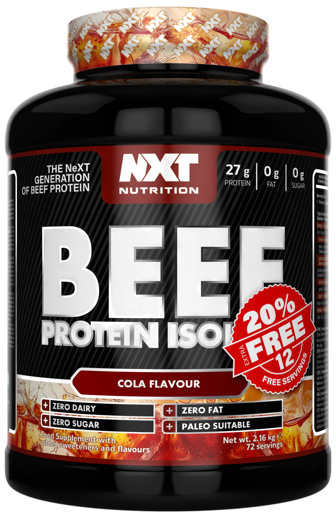 PRESALE - NXT Nutrition Beef Protein Isolate 2.16kg (20% Extra Free)