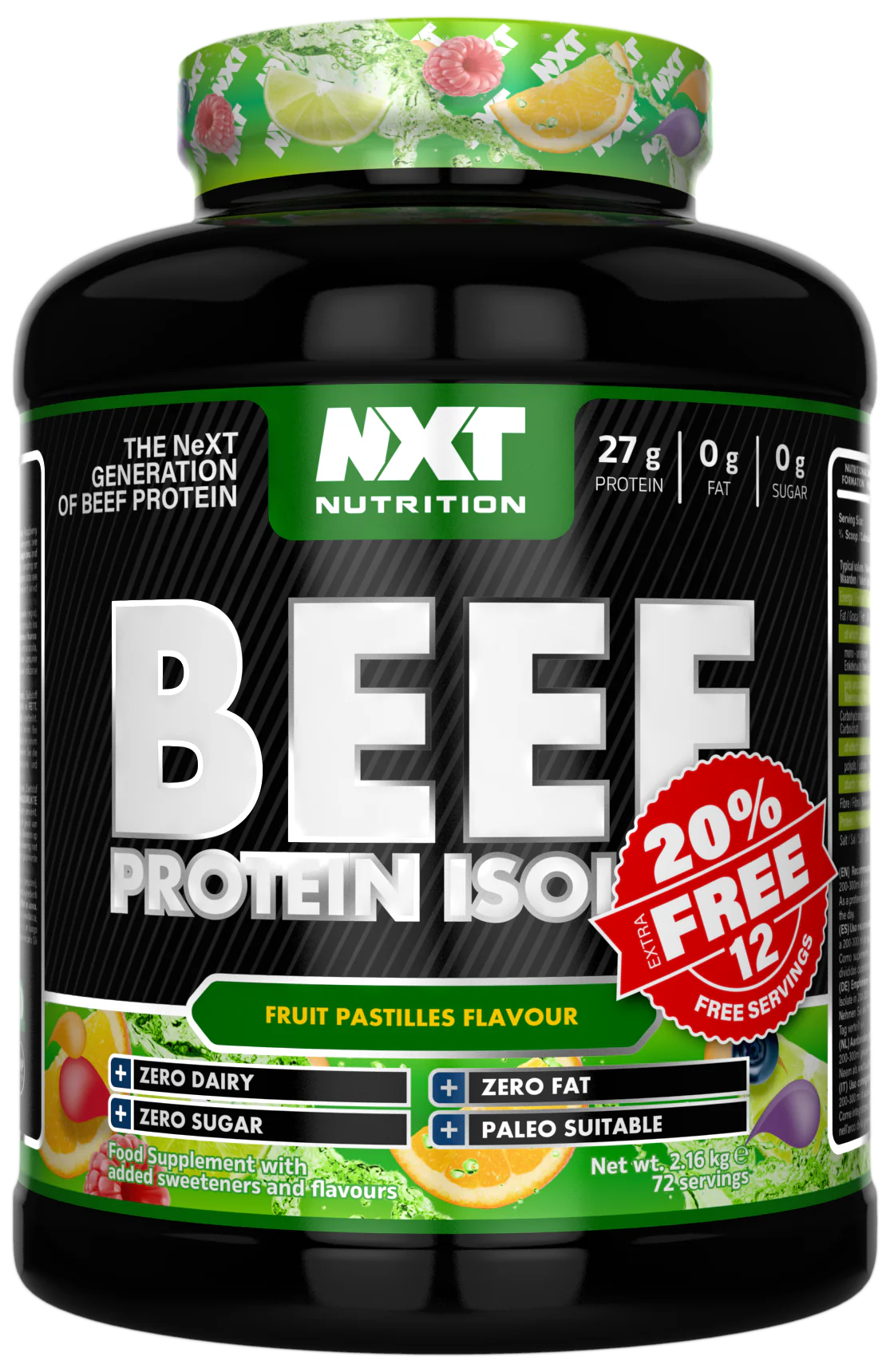 PRESALE - NXT Nutrition Beef Protein Isolate 2.16kg (20% Extra Free)