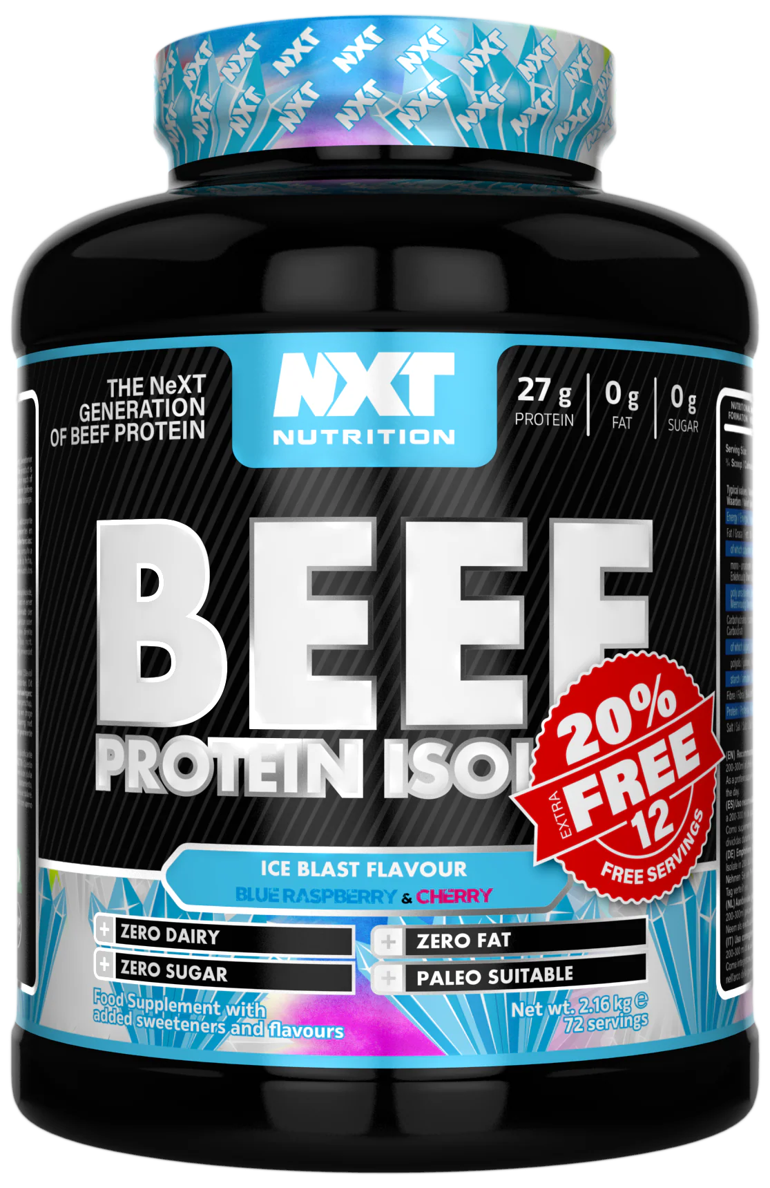 PRESALE - NXT Nutrition Beef Protein Isolate 2.16kg (20% Extra Free)