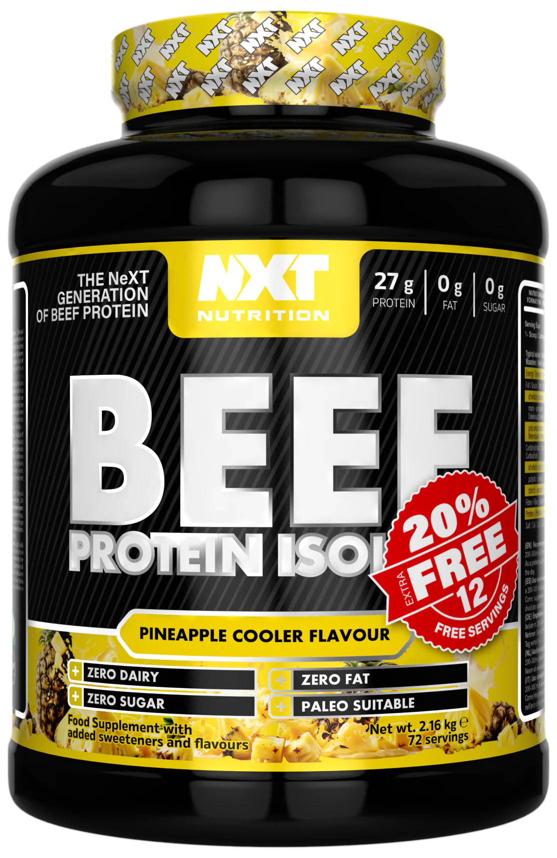 PRESALE - NXT Nutrition Beef Protein Isolate 2.16kg (20% Extra Free)