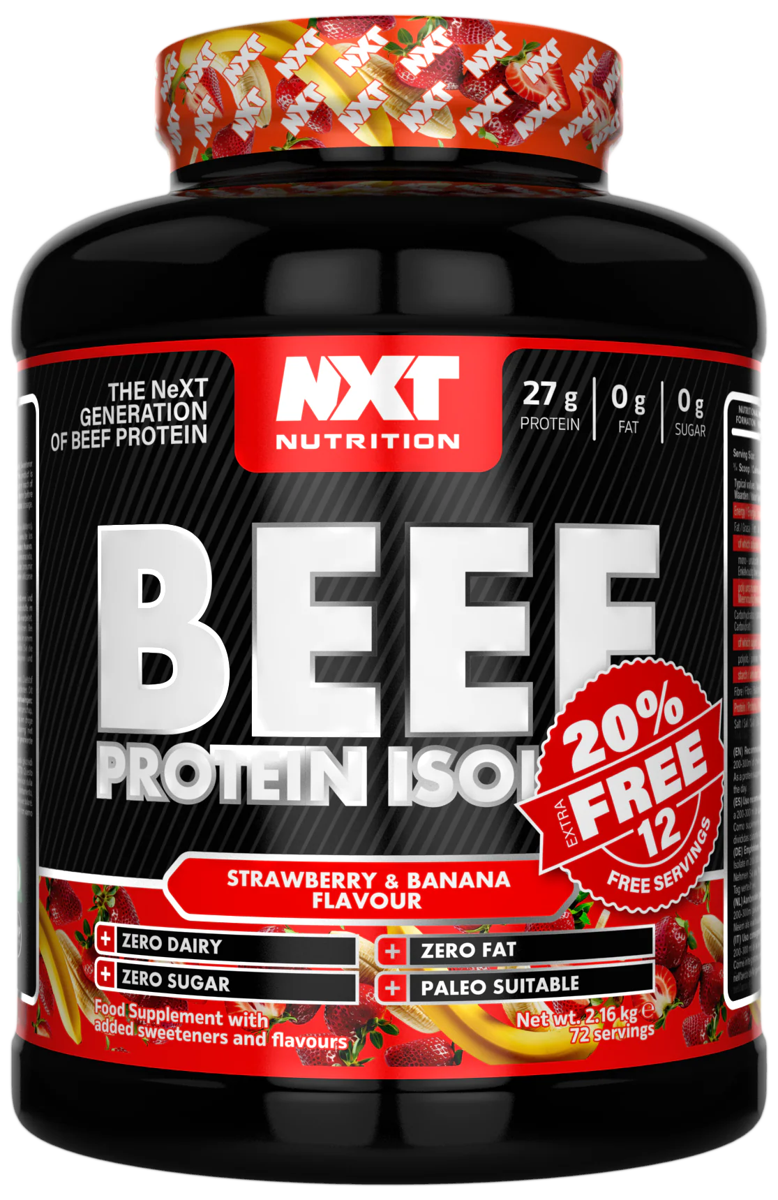 PRESALE - NXT Nutrition Beef Protein Isolate 2.16kg (20% Extra Free)