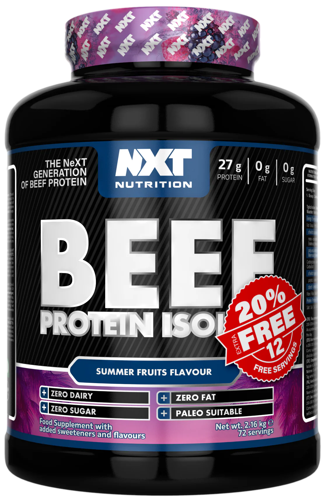 PRESALE - NXT Nutrition Beef Protein Isolate 2.16kg (20% Extra Free)